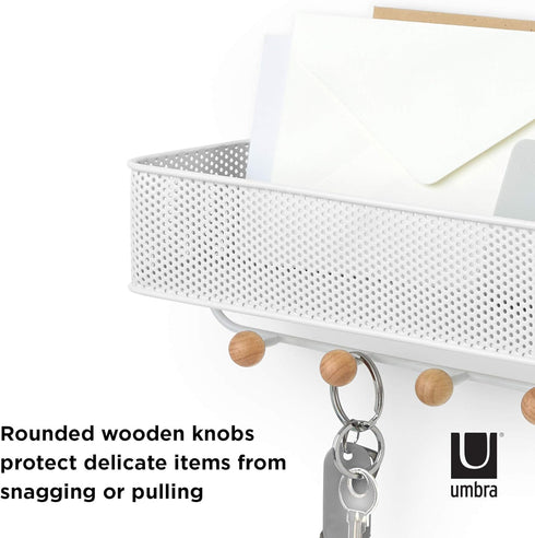 Umbra Estique Entryway Organizer, Great for Storing Keys, Small Accessories, Mail, Wallets and More, White Finish...