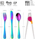 Kids Silverware, Poylim Stainless Steel Children Flatware Set, Toddler Utensils Set of 2, Rainbow...