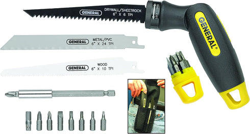 General Tools 14 piece 4-In-1 Multi-Purpose Screwdriver/Saw Set #86014, Compact and Portable For Camping, Car, Home...