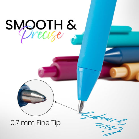 Loddie Doddie Vivid Gel Pens for Journaling and Note Taking 8 Pack, 0.7 mm Medium Point Smooth Writing Retractable Pens, No Bleed, Smear Smudge...