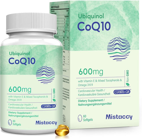 CoQ10 600mg Softgels | High Absorption CoQ10 Ubiquinol Supplement | Reduced Form Enhanced with Vitamin E & Omega 3 6 9 | Antioxidant Powerhouse Go...
