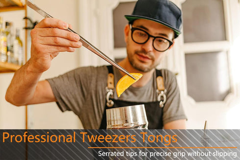 JETKONG 6 Pcs Cooking Tweezer Tongs, 12'' and 6.3" Stainless Steel Kitchen Tweezer Set, Professional Chef Tweezers for Cooking, Repairing, Sea Foo...