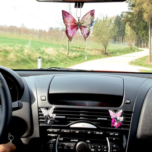 1 Set Butterfly Car Interior Air Freshener Vent Clips, Cute Car Mirror Hanging Accessories with Air Vent Clips,Pink car Accessories for Mirror and...