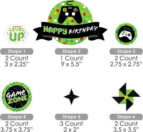 Big Dot of Happiness Game Zone - Pixel Video Game Birthday Party Cake Decorating Kit - Happy Birthday Cake Topper Set - 11 Pieces...
