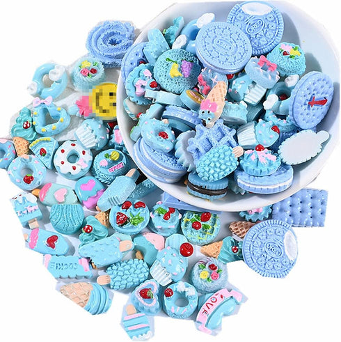 Zhiheng Random 30 Pack Cute Candy Plastic Beads Fruit Dessert Ice Cream Resin Charms Slices Flatback Buttons for Handcraft Accessories Scrapbookin...