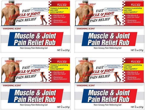 Muscle & Joint Pain Relief Rub, Fast Relief from Minor Arthritis, Backache, Muscle & Joint Pain Non-Greasy Cream, 2oz (4pk)...