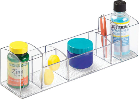 iDesign 43030 Med+ 12" Plastic Divided Vanity Medication and Bathroom Accessory, 12" x 3" x 3.5", Multi-Level Organizer...