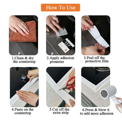 White Caulk Tape Sealant Strip for Bath & Kitchen, 1.5''x10.5FT PVC Self Adhesive Caulk Strip Waterproof Caulking Sealing Strip Tape for Toilet Ba...