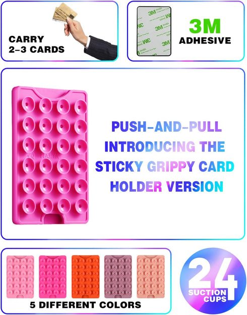 BIAJIYA Phone Sticky Grip Wallet Mount Stick on Suction Mirrors Phone Card Holder Silicone Adhesive Phone Accessory for Tiktok All Smartphones (Ro...