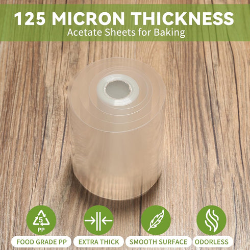 Cake Collar, 4 x 394 Inch Acetate Sheets for Baking, Transparent Mousse Frost Form Cake Kit Baking Supplies...