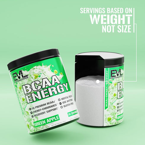 EVL BCAAs Amino Acids Powder - Rehydrating BCAA Powder Post Workout Recovery Drink with Natural Caffeine - BCAA Energy Pre Workout Powder for Musc...