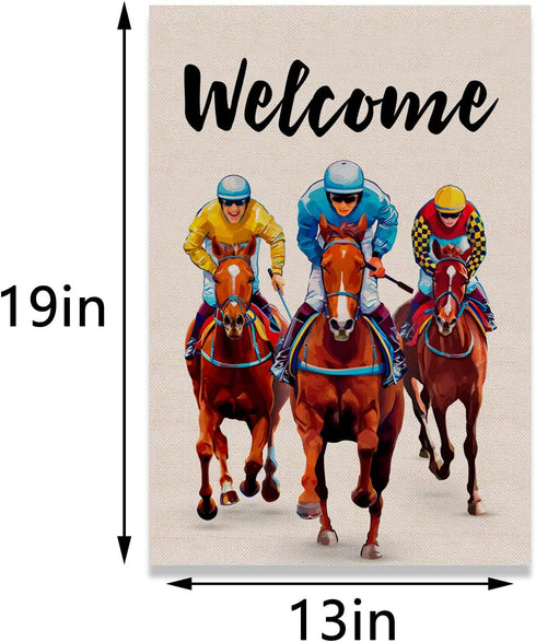 Kentucky Derby Garden Flag 150th Horse Racing Festival Decoration Linen Indoor Outdoor Lawn Front Yard Sign Decor...