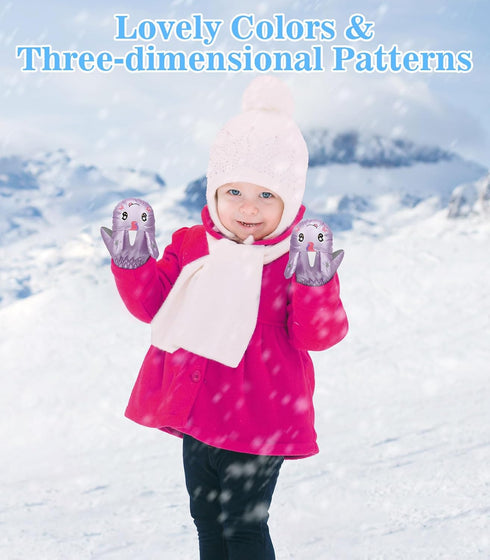 MoKo Toddler Mittens Snow Gloves - Warm Coral Fleece Toddler Gloves with Linking Buckles Waterproof Non-Slip Ski Gloves Snow Mitten for Skiing Sno...