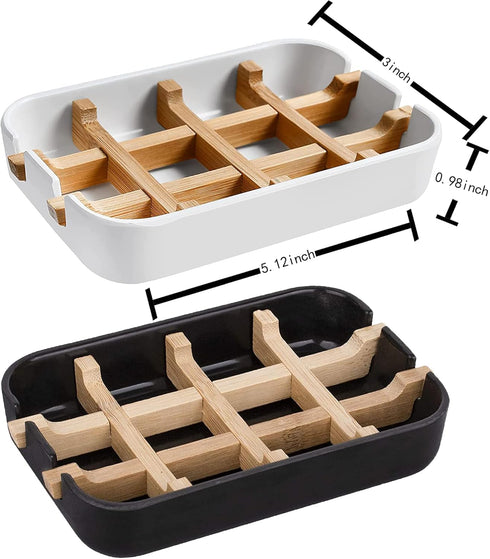 Aoheuo Modern Bamboo Fiber soap Holder and soap Dish Combination (Removable),5.12 Long by 3 Wide, 0.98 inches high, Used in Kitchens, bathrooms, a...