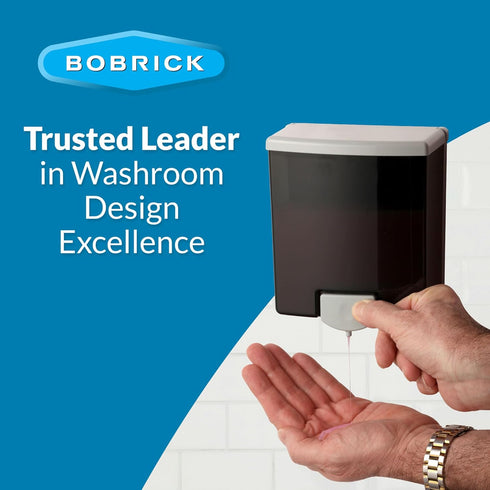 Bobrick Surface-Mounted Soap Dispenser - Manual Wall-Mounted 40 fl oz Capacity Top Fill, ADA Compliant, Vandal-Resistant, Visible Soap Level, All-...
