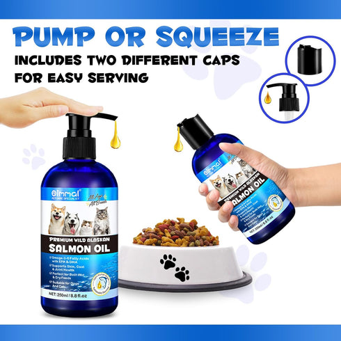 Omega 3 Fish Oil for Dogs -8.8 FL.OZ Salmon Oil for Dogs & Cats - Dog Fish Oil Supplement - Omega 3 Fish Oil for Pet Skin and Coat, Shedding, EPA ...
