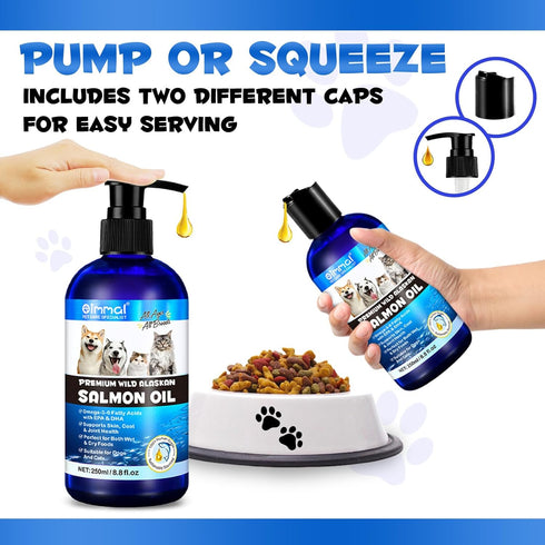 Salmon Oil for Dogs & Cats,Fish Oil for Dogs,Omega 3 Fish Oil for Dog's Skin and Coat,Supports Healthy Dog Skin and Coat Supplement, Contains Omeg...