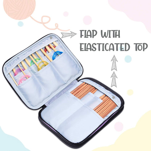 LUXJA Knitting Needles Case(up to 8 Inches), Travel Organizer Storage Bag for Circular Needles, 8 Inches Knitting Needles and Other Accessories(NO...