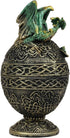 Ebros Gift Green Dragon Perching On Celtic Knotwork Tattoo Relic Golden Egg Decorative Jewelry Box Figurine 6.25" High Fantasy Myths Legends Dunge...