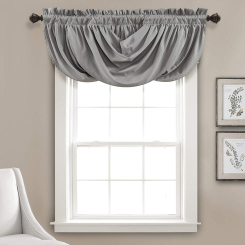 Lush Decor Lucia Elegant Waterfall Valance for Living Room Kitchen, and Bedroom, Soft Polyester Window Curtain, Single -Gray (42"W x 18"L)...