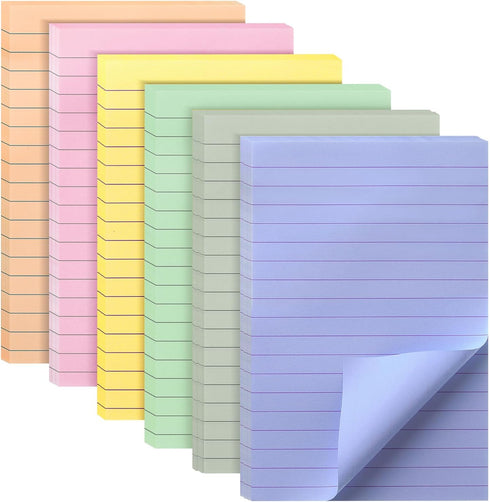Mr. Pen- Lined Sticky Notes 4x6, 6 Pads, 45 Sheet/Pads, Morandi Colors, Sticky Notes with Lines, Sticky Note Pads, Sticky Pads, Sticky Notes Lined...