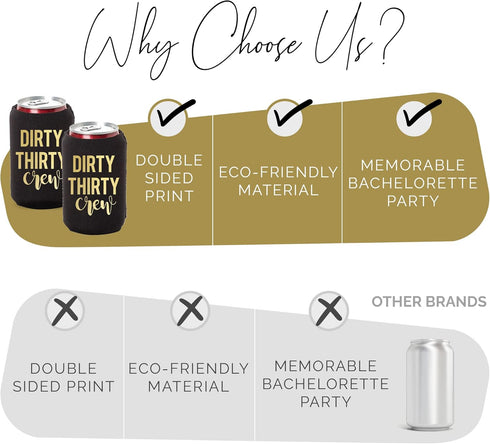 Dirty Thirty Crew Can Coolers Set of 12, Dirty 30 Birthday Decorations for Him and Her - 30th Birthday Party Favors, Party Favors for Women and Me...