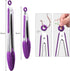 HOTEC Premium Stainless Steel Locking Kitchen Tongs with Silicon Tips, Set of 2-9" and 12" (Purple)...
