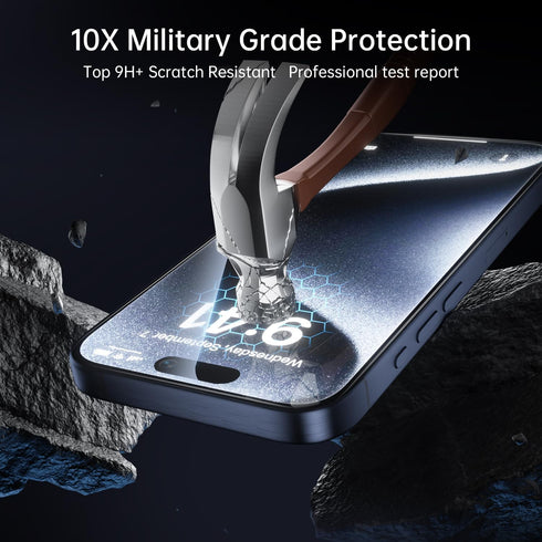 X-it 2-Pack Screen Protector for iPhone 15 Pro(6.1"), 9H+ Tempered Glass, Auto-Dust Removal, Military Grade Protection, Bubble-Free, Full Coverage...