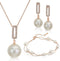 Crystalline Azuria Jewelry Simulated White Pearls Necklace Earrings Bracelet for Women Wedding Party Bridal and Bridesmaid Accessories Rose Gold P...