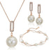 Crystalline Azuria Jewelry Simulated White Pearls Necklace Earrings Bracelet for Women Wedding Party Bridal and Bridesmaid Accessories Rose Gold P...