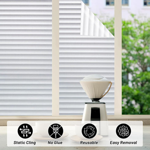 DUOFIRE Window Film Blinds Pattern Privacy Window Film Glass Film Static Cling Glass Film No Glue Anti-UV Window Sticker for Bathroom Bedroom Livi...