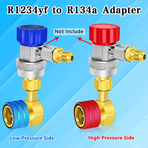 R1234yf to R134a Aadapter, 90 Degrees R134a to R1234yf Adapters, High/Low Pressure Side R1234yf Quick Couplers kit, R1234yf to R134a Conversion Ad...