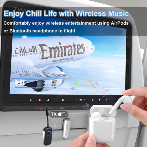 Airplane Bluetooth Adapter - Wireless Bluetooth 5.3 Transmitter Receiver Supports 2 Wireless Devices, 3.5mm AUX Bluetooth Audio Adapter for in-Fli...