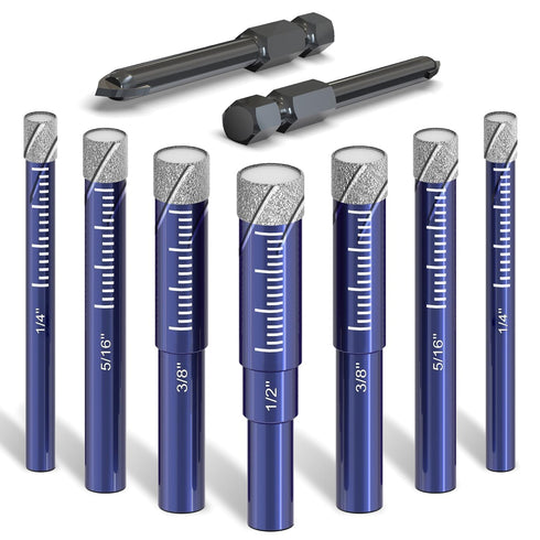 9 PCs Diamond Drill Bit Set for Porcelain, Ceramic, Glass & More - Versatile Tile Drill Bits for Efficient, Precise Drilling...