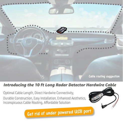 EDO Tech 10 Ft Direct HardWire Power Cord Kit for Cobra Radar Laser Detector...
