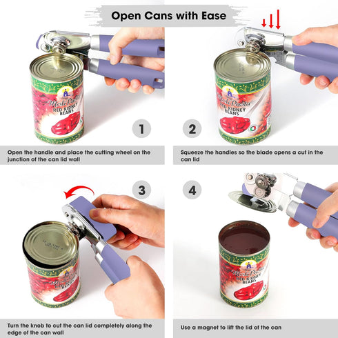 Can Opener Manual, Can Opener with Magnet, Hand Can Opener with Sharp Blade Smooth Edge, Handheld Can Openers with Big Effort-Saving Knob, Can Ope...