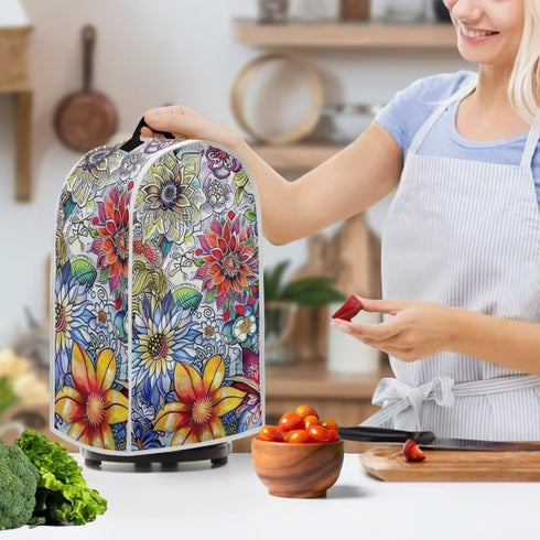 Boho Floral Blender Dust Cover, Anti Fingerprint Polyester Stand Mixer or Coffee Maker Appliance Cover, Dust Proof Stain Resistant Blender Cover f...