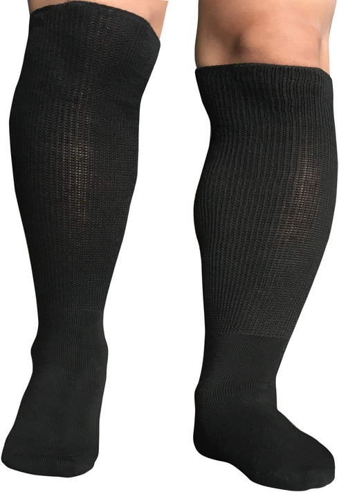 Extra Width Diabetic Socks for Lymphedema, Bariatric Non Binding Knee High Sock for Swollen Edema Cast Feet Mens and Womens Legs, Slouch Boot Sock...