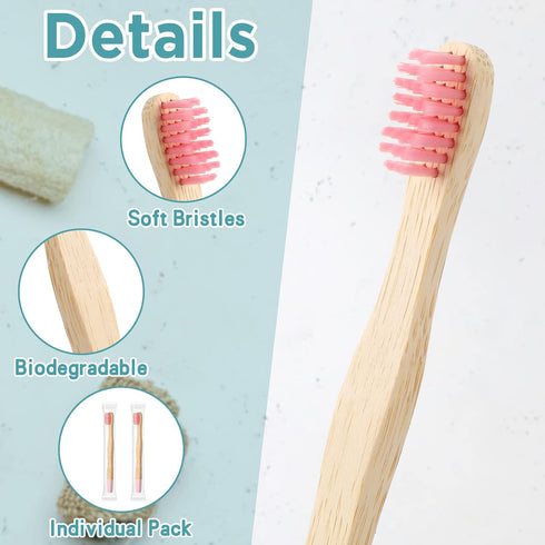 48 Pcs 5.7 Inch Kids Bamboo Toothbrushes Soft Bristle Toothbrush Individually Wrapped Toddler Toothbrush Manual Tooth Brushes for Kids Adults Home...