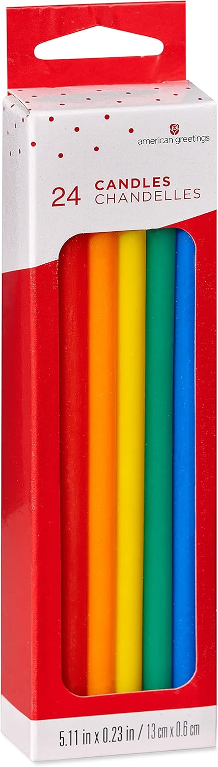 American Greetings Birthday Candles, Long Thin Multicolored (24-Count)...