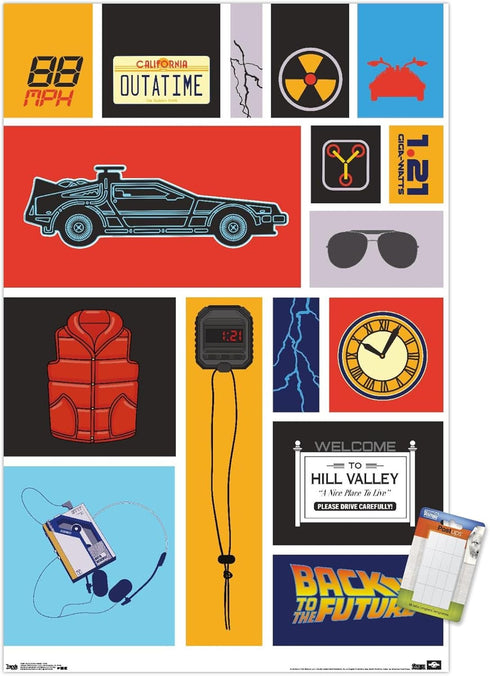 Trends International Back to the Future - Grid Wall Poster, 22.375" x 34", Premium Poster & Mount Bundle...