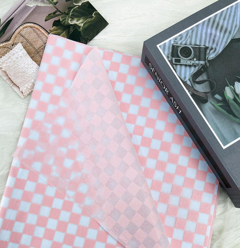 MUNILAIL 100 Sheets Checkered Tissue Paper 14 x 20 Inches Pink and White Tissue Paper for Gift Bags Bulk Wrapping Paper Gift Paper Tissue for Birt...