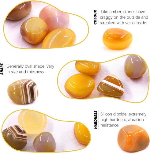 Hilitchi Yellow Agate Stone Tumbled Stones for Plants Cacti & Succulents Bedding, Vase Filler, Landscape Bottom Decoration (about 1lb(455g)/Bag)...
