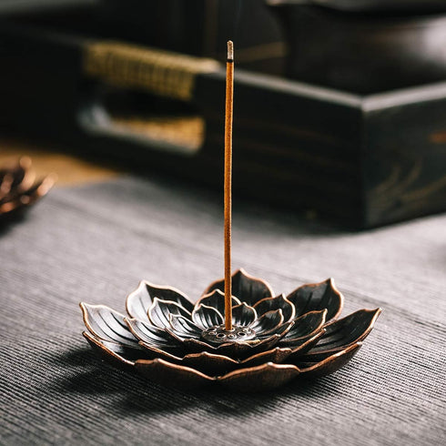 2 Pack Incense Burner, Incense Holder for Sticks, Brass Lotus Incense Stick Holder...