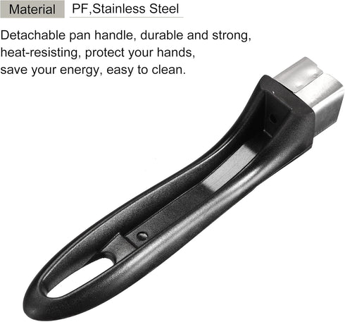 MECCANIXITY Pan Replacement Handle Black 178mm/7inch with Screw Nonstick Saucepan Cookware Skillet Stainless Steel Handle...