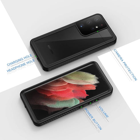 Lanhiem for Samsung Galaxy S21 Ultra Case, IP68 Waterproof Dustproof, Built-in Screen Protector, Rugged Full Body Shockproof Protective Phone Cove...