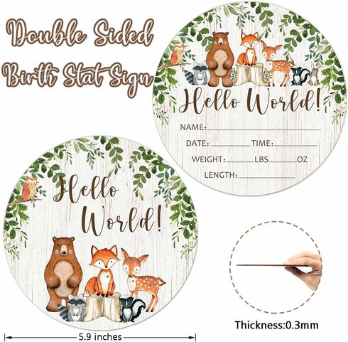 Woodland Animals Baby Milestone Blanket with Birth Stat Sign, Forest Baby Growth Chart Monthly Blanket, Watch Me Grow Woodland Baby Nursery for Ne...