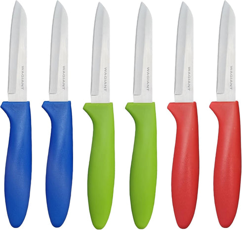 Paring Knife set of 6 PCS, 3.5 Inch Stainless Steel Fruit and Vegetable Knives,Comfortable Handle With Multi-Color Red/Green/Blue...