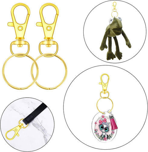 104PCS Swivel Snap Hooks with Key Rings, Metal Lobster Claw Clasp, Keychain Rings for Crafts (Gold, 1.2inch(32mm)...