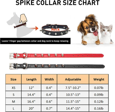 Enjoying Spiked Dog Collar Spiky Cat Collar Leather Adjustable Pet Collar Kitten Puppy Spike Collar, Red Small...